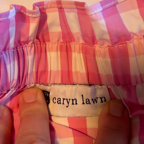 Caryn Lawn pink and white checked shirt sleeve top size L - Picture 5 of 7